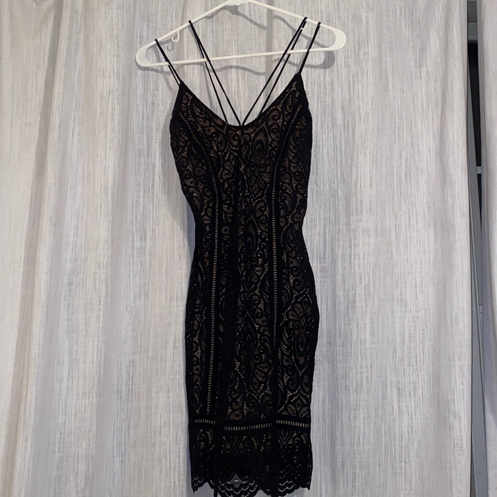 topshop black lace dress